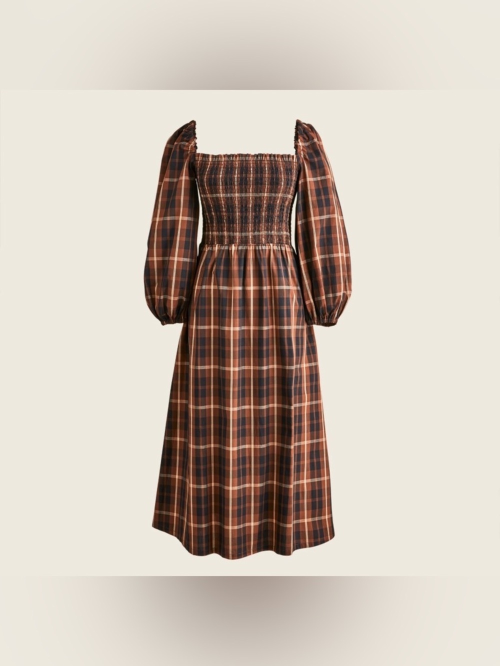 J Crew Smocked Puff Sleeve Dress ~ Friday Plaid